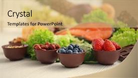  Presentation with healthy food - Slides consisting of healthy food on table background and a coral colored foreground