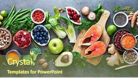  Presentation with dietary fiber - Slides enhanced with healthy food selection food sources background and a tawny brown colored foreground