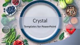  Presentation with healthy food - Presentation theme enhanced with healthy food selection with fruits background and a light blue colored foreground