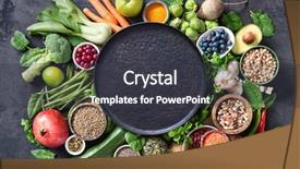  Presentation with healthy food and herb - Presentation theme enhanced with healthy food selection with fruits background and a dark gray colored foreground