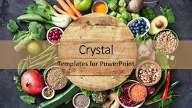  Presentation with healthy food - Presentation enhanced with healthy food selection with fruits background and a coral colored foreground