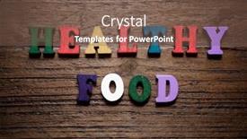 Presentation with healthy food - Amazing PPT theme having healthy-food-sentence backdrop and a violet colored foreground