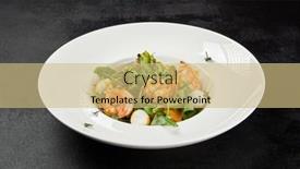  Presentation with mango - Slide set enhanced with healthy-food-shrimp-salad background and a coral colored foreground