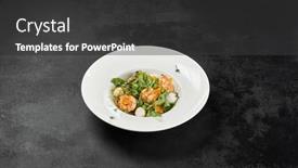  Presentation with mango - Presentation having healthy-food-shrimp-salad background and a dark gray colored foreground