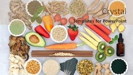  Presentation with acupuncture - Slide set consisting of healthy-food-to-ease-irritable background and a coral colored foreground