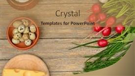  Presentation with old wooden table food - Cool new PPT theme with healthy food vegetables cheese egg sour cream on old wooden table background top view copy space backdrop and a coral colored foreground