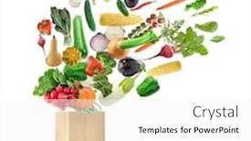  Presentation with grocery bag - Amazing slide set having healthy food with a grocery bag isolated on white background backdrop and a white colored foreground