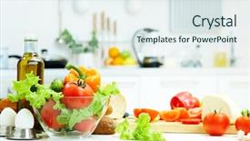  Presentation with healthy food - Colorful PPT layouts enhanced with healthy foods are backdrop and a sky blue colored foreground