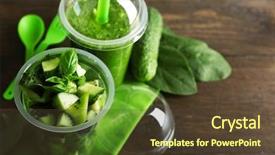  Presentation with healthy drink - Amazing slide set having healthy fresh drink in plastic backdrop and a tawny brown colored foreground