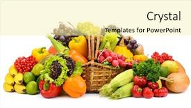  Presentation with vegetable garden - Colorful presentation theme enhanced with healthy fresh vegetables and fruits backdrop and a blonde colored foreground