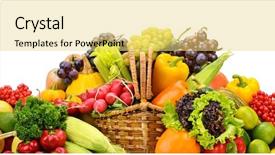  Presentation with fresh cut fruits vegetables - Amazing slides having healthy fresh vegetables and fruits backdrop and a yellow colored foreground