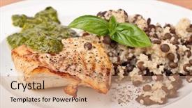  Presentation with fish nile tilapia - Slides enhanced with healthy fried tilapia fish background and a coral colored foreground