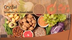  Presentation with kids health food - Presentation theme having healthy fruit - selection of health food background and a coral colored foreground