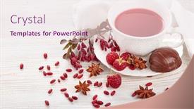  Presentation with barberries - Audience pleasing PPT theme consisting of healthy-fruit-tea-with-anise backdrop and a sky blue colored foreground