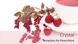  Presentation with barberries - Slide set consisting of healthy-fruit-tea-with-barberries background and a coral colored foreground