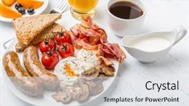  Presentation with orange juice - Slide deck consisting of healthy full english breakfast - plate background and a sky blue colored foreground