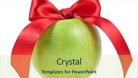  Presentation with ribbon green - Presentation theme having healthy gifts - green apple and red ribbon background and a yellow colored foreground