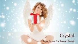  Presentation with christmas angel - PPT theme consisting of healthy gifts - holidays xmas and costumes concept background and a  colored foreground