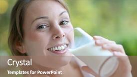  Presentation with healthy officebuilding - Presentation theme enhanced with healthy girl drinking milk background and a coral colored foreground