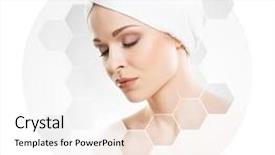  Presentation with healthy - Cool new slide set with healthy girl in honeycomb grid backdrop and a sky blue colored foreground