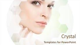  Presentation with healthy workspace - Slide deck with healthy girl in honeycomb grid background and a cream colored foreground