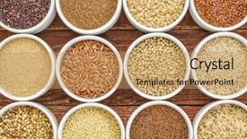  Presentation with rice grains - Beautiful slide deck featuring healthy gluten free grains abstract backdrop and a coral colored foreground