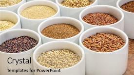  Presentation with rice grains - Presentation design consisting of healthy gluten free grains collection background and a soft green colored foreground