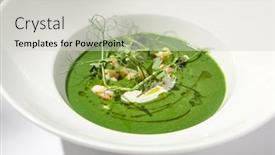  Presentation with healthy soup - PPT theme consisting of healthy-green-cream-soup background and a  colored foreground