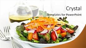  Presentation with green plate - Cool new slide set with plate of healthy green garden salad with fresh vegetables backdrop and a white colored foreground
