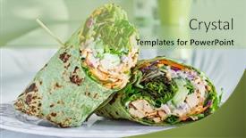  Presentation with lettuce - Presentation design featuring healthy-green-lettuce-and-chicken background and a mint green colored foreground