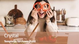  Presentation with computer processing - Presentation theme consisting of healthy green salad with vegetable background and a coral colored foreground