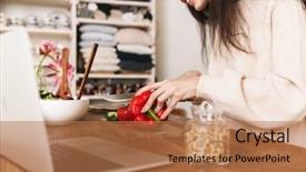  Presentation with computer processing - Presentation theme featuring healthy green salad with vegetable background and a  colored foreground