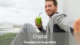  Presentation with smoothie - Colorful slide set enhanced with healthy green smoothie selfie sport backdrop and a gray colored foreground