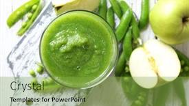  Presentation with green apples - PPT layouts enhanced with healthy-green-smoothie-with-peas background and a seafoam green colored foreground