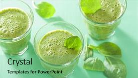  Presentation with chemistry leaves green leaf - Beautiful slide deck featuring healthy green smoothie with spinach leaves backdrop and a seafoam green colored foreground