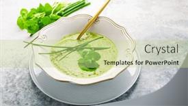  Presentation with healthy soup - PPT theme with healthy-green-soup-with-fresh background and a soft green colored foreground