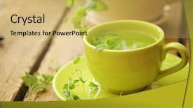  Presentation with green tea - Slide deck consisting of healthy green tea cup background and a yellow colored foreground
