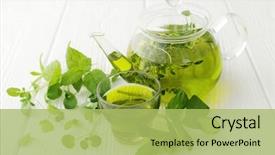  Presentation with tea leaves - Colorful slides enhanced with healthy green tea cup backdrop and a yellow colored foreground