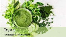  Presentation with smoothie - PPT layouts having healthier - healthy green vegetable smoothie close-up background and a yellow colored foreground