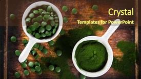  Presentation with chlorella - Amazing PPT theme having healthier - healthy green young barley backdrop and a tawny brown colored foreground