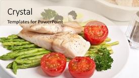  Presentation with asparagus - Beautiful PPT theme featuring healthy grilled tilapia fish backdrop and a lemonade colored foreground