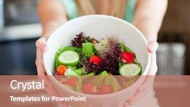  Presentation with salad - Audience pleasing presentation theme consisting of healthy hand - young woman showing a salad backdrop and a coral colored foreground