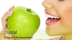  Presentation with healthy eating - Presentation consisting of healthy happy woman eating apple background and a yellow colored foreground