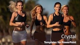  Presentation with women reproductive health - PPT theme consisting of healthy-happy-young-women-jogging background and a tawny brown colored foreground