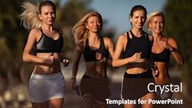  Presentation with women - Slides featuring healthy-happy-young-women-jogging background and a tawny brown colored foreground