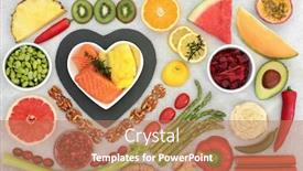  Presentation with heart health - Cool new PPT layouts with healthy-heart-food-collection backdrop and a coral colored foreground