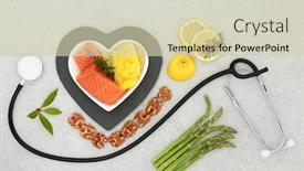  Presentation with healthy food - PPT theme with healthy-heart-food-for-low background and a soft green colored foreground