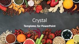  Presentation with proteins - Presentation design enhanced with healthy-heart-food-high background and a dark gray colored foreground