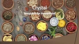  Presentation with alternative medicine - Amazing slide deck having oriental herbal nutrients - healthy herb tea selection backdrop and a tawny brown colored foreground