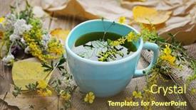  Presentation with beverage tea - Slide set with healthy-herbal-tea-home-remedy background and a tawny brown colored foreground